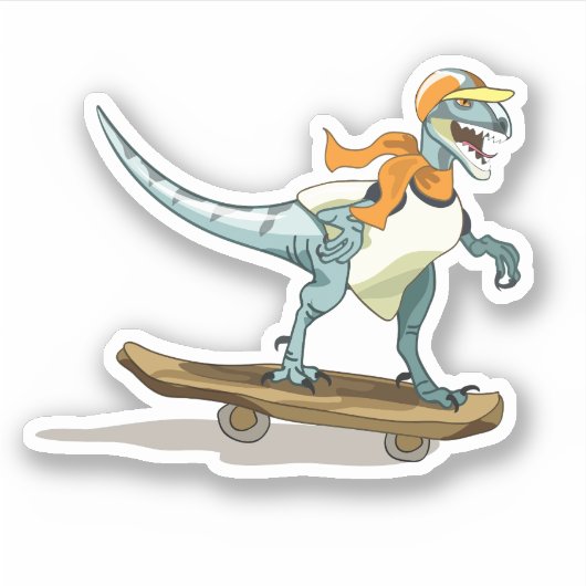 Illustratie van een raptor skateboarden. sticker (Voorkant)