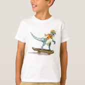 Illustratie van een raptor skateboarden. t-shirt (Voorkant)