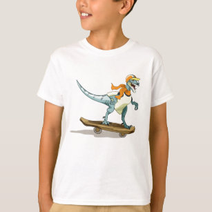 Illustratie van een raptor skateboarden. t-shirt