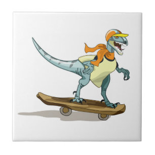 Illustratie van een raptor skateboarden. tegeltje