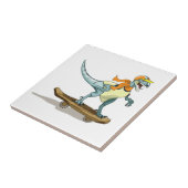 Illustratie van een raptor skateboarden. tegeltje (Zijkant)