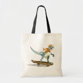 Illustratie van een raptor skateboarden. tote bag (Voorkant)