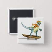 Illustratie van een raptor skateboarden. vierkante button 5,1 cm (Voorkant /achterkant)
