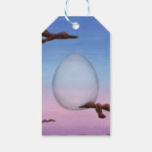 illustratie van een reuzenvliegend ei omringd door cadeaulabel (Achterkant)