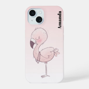 Illustratie van een Roze Flamingo iPhone 15 Case