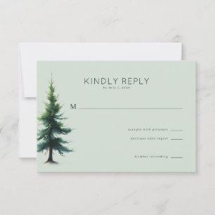 Illustratie van een rustige groene boom RSVP kaartje