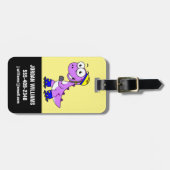 Illustratie van een schaatsende Tyrannosaurus rex. Bagagelabel (Voorkant horizontaal)