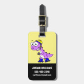 Illustratie van een schaatsende Tyrannosaurus rex. Bagagelabel (Voorkant verticaal)