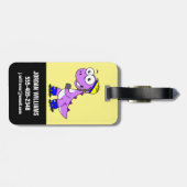 Illustratie van een schaatsende Tyrannosaurus rex. Bagagelabel (Achterkant horizontaal)