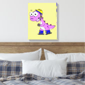 Illustratie van een schaatsende Tyrannosaurus rex. Canvas Afdruk (Insitu (Slaapkamer))