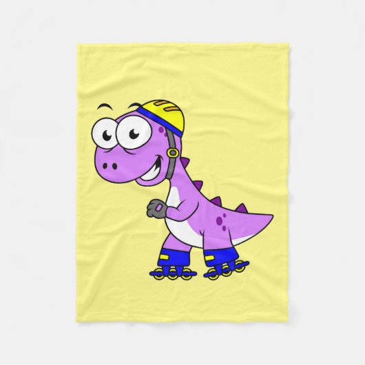 Illustratie van een schaatsende Tyrannosaurus rex. Fleece Deken (Voorkant)