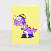 Illustratie van een schaatsende Tyrannosaurus rex. Kaart (Voorkant)