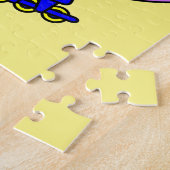 Illustratie van een schaatsende Tyrannosaurus rex. Legpuzzel (Zijkant)