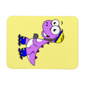 Illustratie van een schaatsende Tyrannosaurus rex. Magneet (Horizontaal)