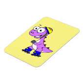 Illustratie van een schaatsende Tyrannosaurus rex. Magneet (Linkerzijde)