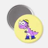 Illustratie van een schaatsende Tyrannosaurus rex. Magneet (Voorkant / Achterkant)