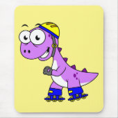 Illustratie van een schaatsende Tyrannosaurus rex. Muismat (Voorkant)