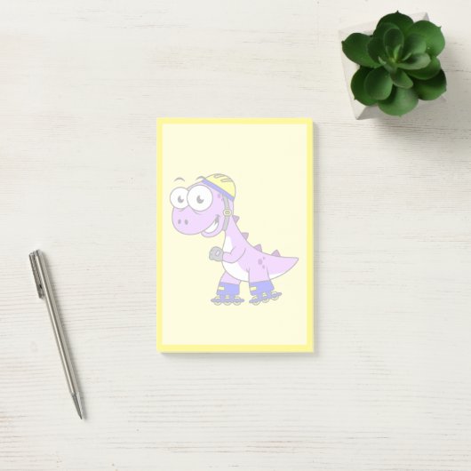 Illustratie van een schaatsende Tyrannosaurus rex. Post-it® Notes (Kantoor)