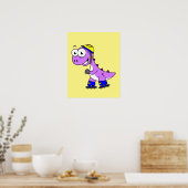 Illustratie van een schaatsende Tyrannosaurus rex. Poster (Keuken)