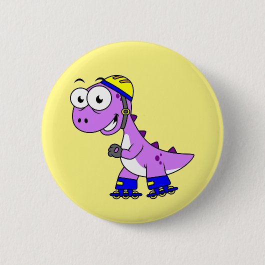 Illustratie van een schaatsende Tyrannosaurus rex. Ronde Button 5,7 Cm (Voorkant)