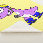 Illustratie van een schaatsende Tyrannosaurus rex. Sherpa Deken (3/4)