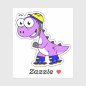Illustratie van een schaatsende Tyrannosaurus rex. Sticker (Vel)