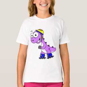 Illustratie van een schaatsende Tyrannosaurus rex. T-shirt