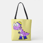 Illustratie van een schaatsende Tyrannosaurus rex. Tote Bag (Achterkant)