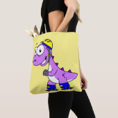 Illustratie van een schaatsende Tyrannosaurus rex. Tote Bag (Dichtbij)