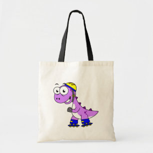 Illustratie van een schaatsende Tyrannosaurus rex. Tote Bag
