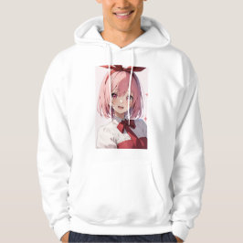 Illustratie van een schattig anime-meisje met roze hoodie