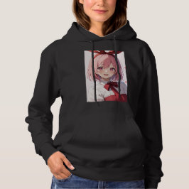 Illustratie van een schattig anime-meisje met roze hoodie