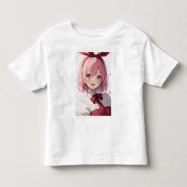 Illustratie van een schattig anime-meisje met roze kinder shirts