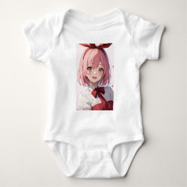 Illustratie van een schattig anime-meisje met roze romper