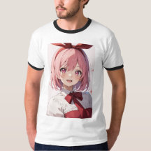 Illustratie van een schattig anime-meisje met roze
