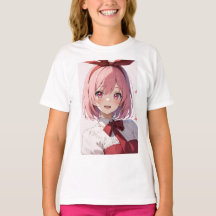 Illustratie van een schattig anime-meisje met roze