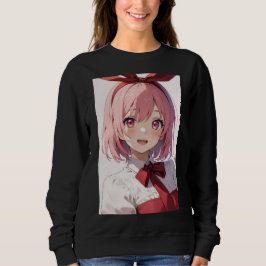 Illustratie van een schattig anime-meisje met roze trui
