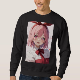 Illustratie van een schattig anime-meisje met roze trui