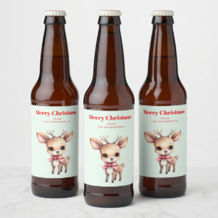 Illustratie van een schattig babyhert in een carto bier etiket