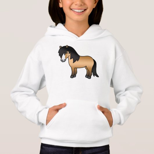 Illustratie van een schattig buckskin Shetland pon (Voorkant)