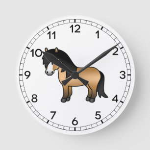 Illustratie van een schattig buckskin Shetland pon Ronde Klok