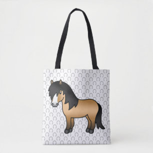 Illustratie van een schattig buckskin Shetland pon Tote Bag