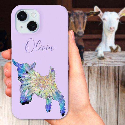 Illustratie van een schattig dwerggeitje met naam Case-Mate iPhone case