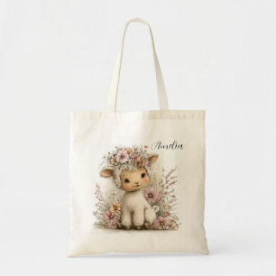 Illustratie van een schattig lammetje in het voorj tote bag
