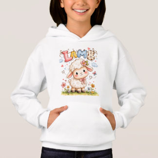 Illustratie van een schattig lammetje met bloemacc