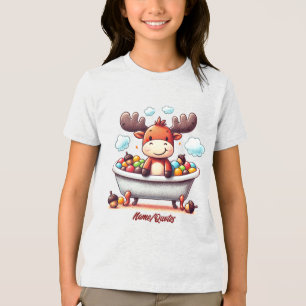 Illustratie van een schattige baby eland tijdens b Tri-Blend shirt