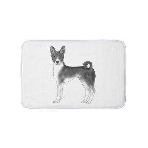 Illustratie van een schattige Basenji-hond in zwar Badmat