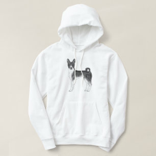 Illustratie van een schattige Basenji-hond in zwar Hoodie