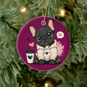 Illustratie van een schattige Franse Bulldog-trui Keramisch Ornament
