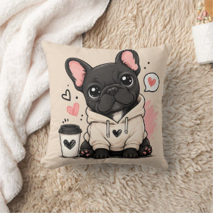 Illustratie van een schattige Franse Bulldog-trui Kussen